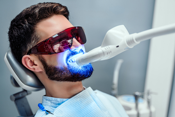 a man undergoing Zoom teeth whitening