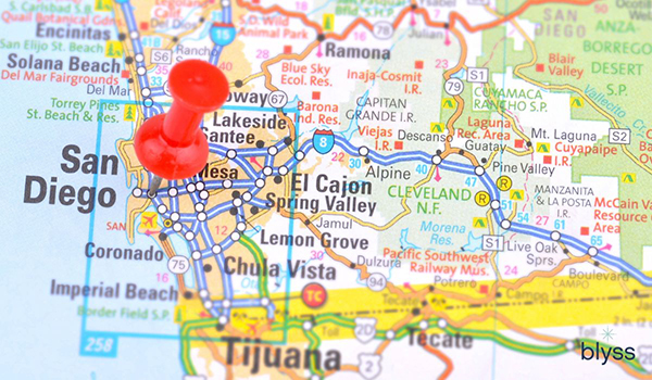 map of San Diego - Blyss Dental