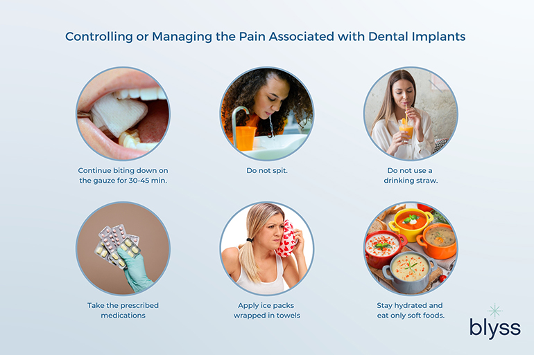 infographics on controlling or managing the pain associated with dental implants